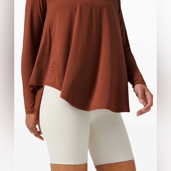 Lululemon Up for Down Time Long Sleeve - Dark Terracotta Long Sleeve Short Top - Picture 3 of 11